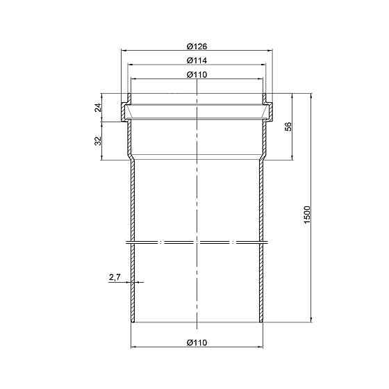 Труба PPR каналізаційна TA Sewage 110х2,7, 1,5 м Київ
