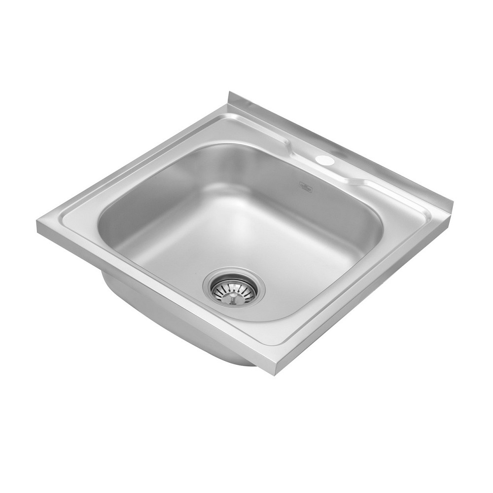 Кухонна мийка з нержавіючої сталі Kroner KRP Dekor - 50х50 накладна (0.6 мм) Київ - фото 3