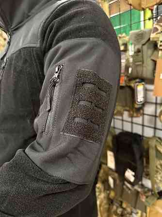 Чоловіча флісова кофта Safari Tactical на блискавці із Softshell вставками (Чорний) 3XL Київ