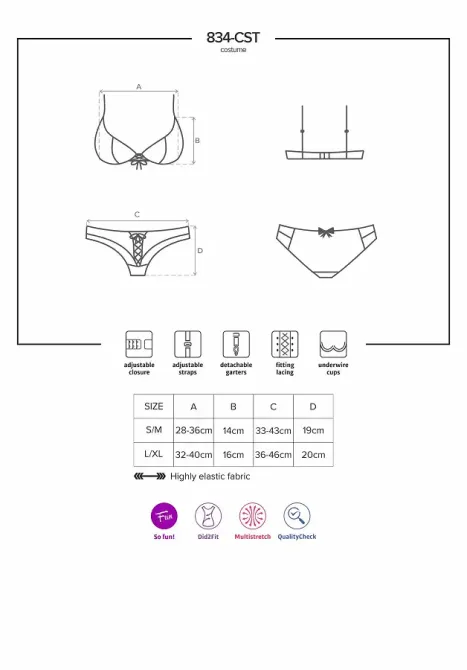 Еротичний костюм медсестри Obsessive 834-CST-6 S/M, біло-блакитний Львов - изображение 7