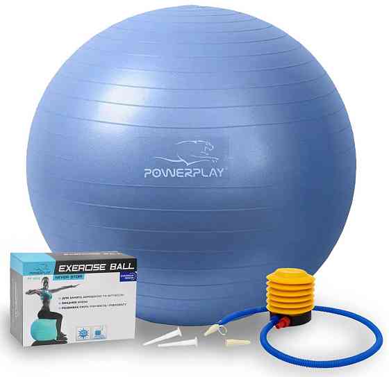 М'яч для фітнесу (фітбол) PowerPlay 4001 Ø65 cm Gymball Синій + помпа Каменское