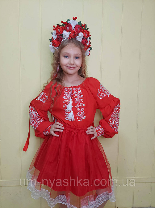 Дитяча вишиванка червона Троянда на червоному Кривий Ріг - фото 1