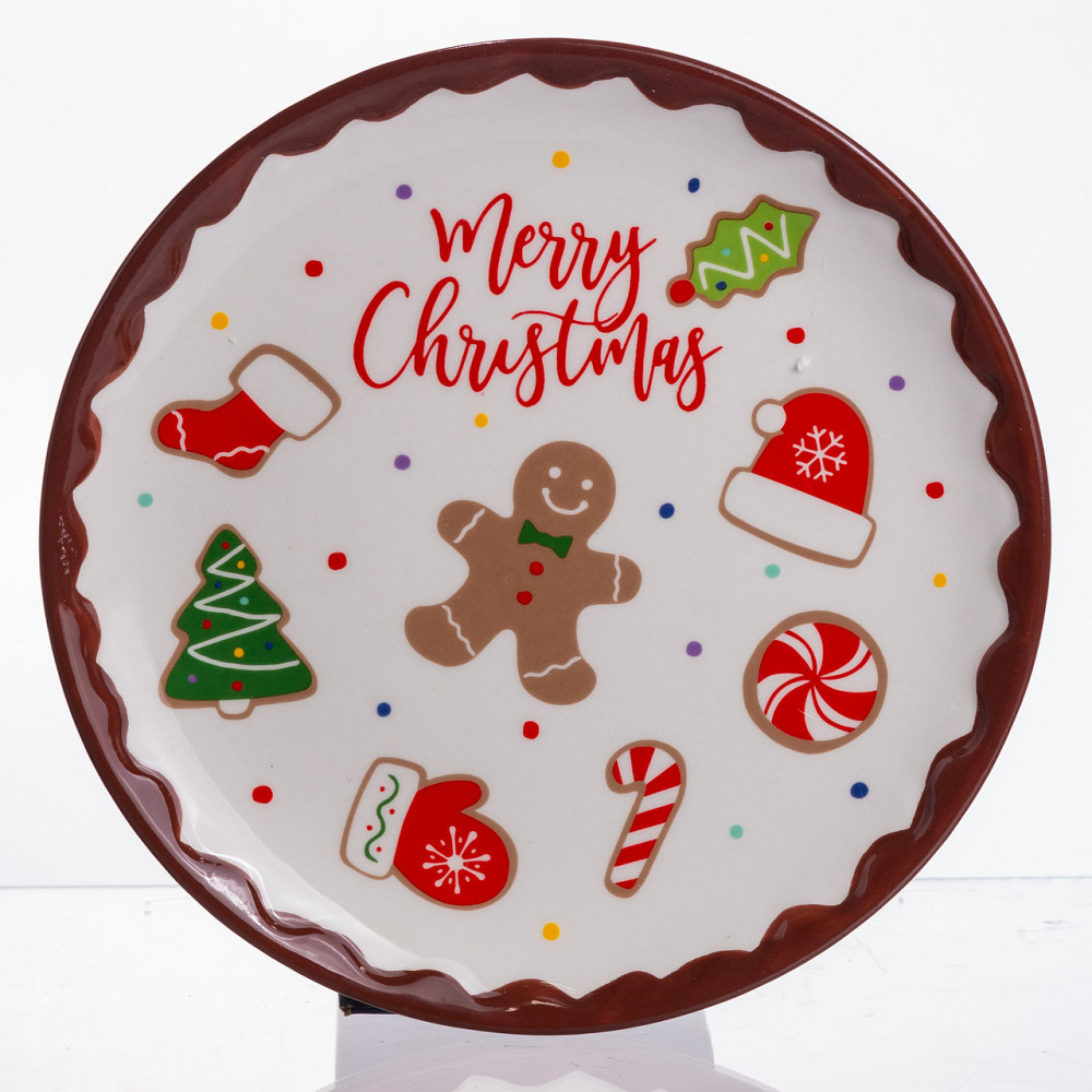 Новогодняя фарфоровая тарелка Merry Christmas 21 см Киев - изображение 1
