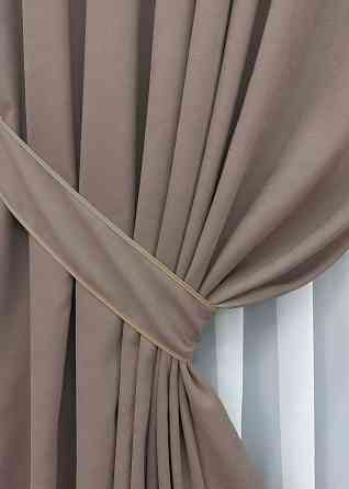 Комплект готових штор VR-Textil Мікровелюр Petek № 1825ш Какао  100х290 см 2 шт (31-923) Київ