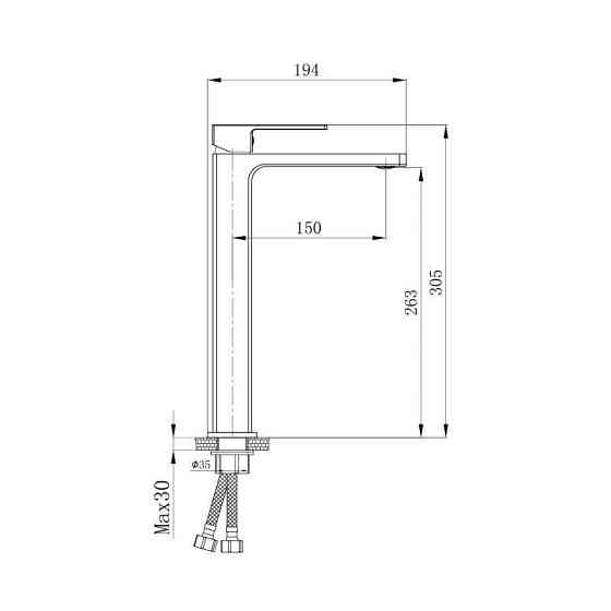 Смеситель для раковины Qtap Gemini QTGEM269BLM45678 (k35), однорычажный, высокий, Black Matt Харьков