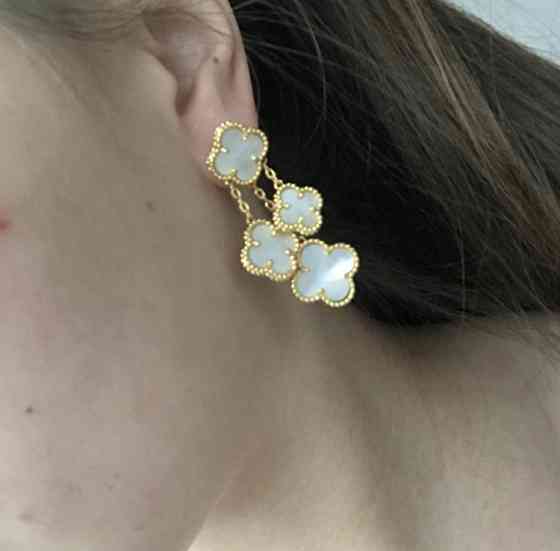 Сережки білі Vancleef Ванклиф срібло Одеса