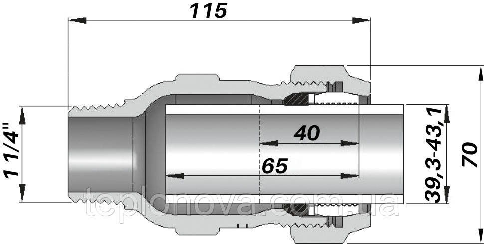 Соединение прямое зажимное с наружной резьбой DN32(39,3-43,1 мм) х 1 1/4″ AK AGAflex Черновцы - изображение 3