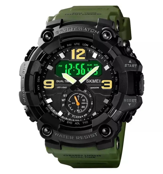 Чоловічий спортивний наручний годинник Skmei 1637 водонепроникні (Зелений) Київ - фото 2