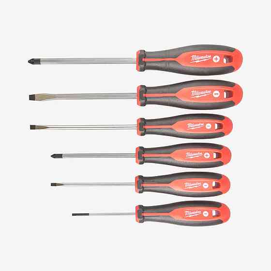 Набор отверток магнитных MILWAUKEE с трехгранной рукояткой (PZ1/PZ2/SL3/SL4/SL5.5/SL6.5) (6шт) Одесса