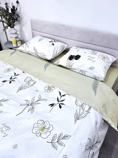 Ecotton Простирадло без резинки Ecotton Євро 220х240 см із сатину зеленого кольору 24303 Коломия - фото 2