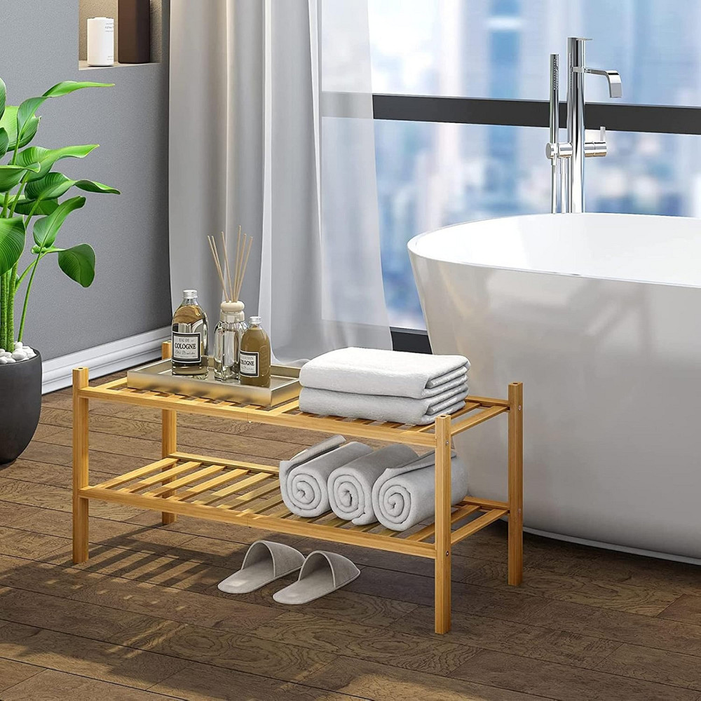 Полка для обуви деревянная для дома в гардероб или прихожую, двухъярусная напольная этажёрка Каменец-Подольский - изображение 5