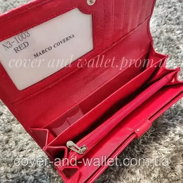 Красный кожаный женский кошелек с визитницей Marco Coverna MC 1415 Киев - изображение 5
