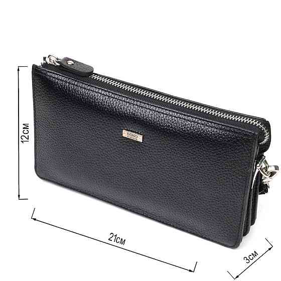 Цікавий клатч на два відділення з натуральної шкіри флотар BOND 22047 Чорний Київ