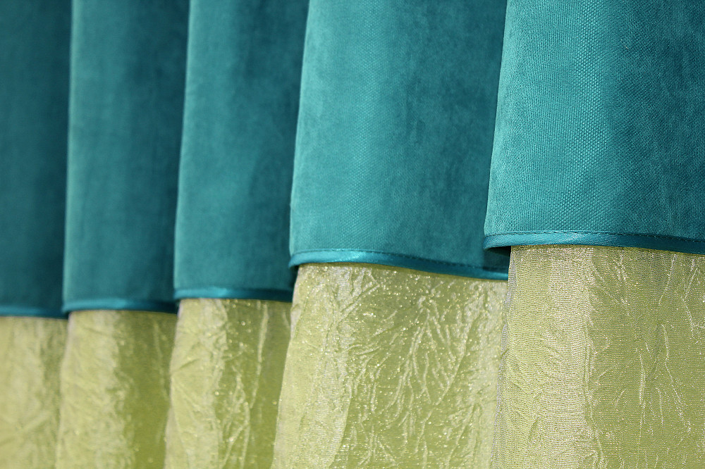 Кухонные шторы VR-Textil № 073к с ламбрекеном и подхватами  салатовый с бирюзовым 290х170 см (52-0151) Киев - изображение 4