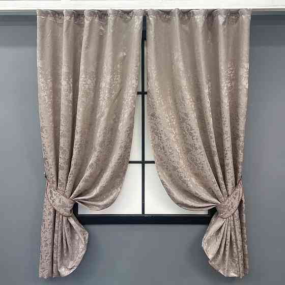 Комплект коротких штор VR-Textil Льон мармур Pavliani VO № 1715ш світло-пудровий 130х170 см 2 шт (35-0341) Київ