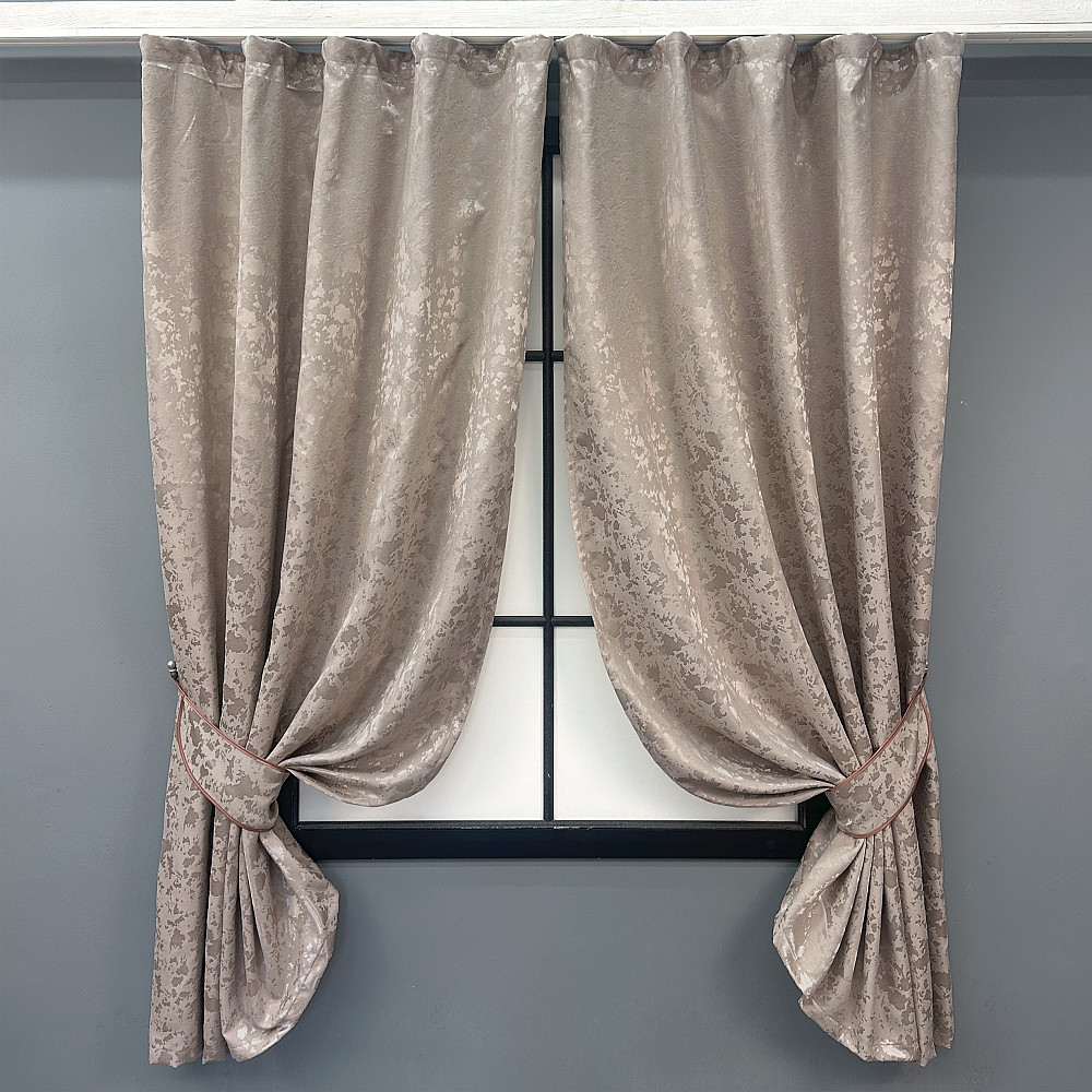 Комплект коротких штор VR-Textil Льон мармур Pavliani VO № 1715ш світло-пудровий 130х170 см 2 шт (35-0341) Київ - фото 1