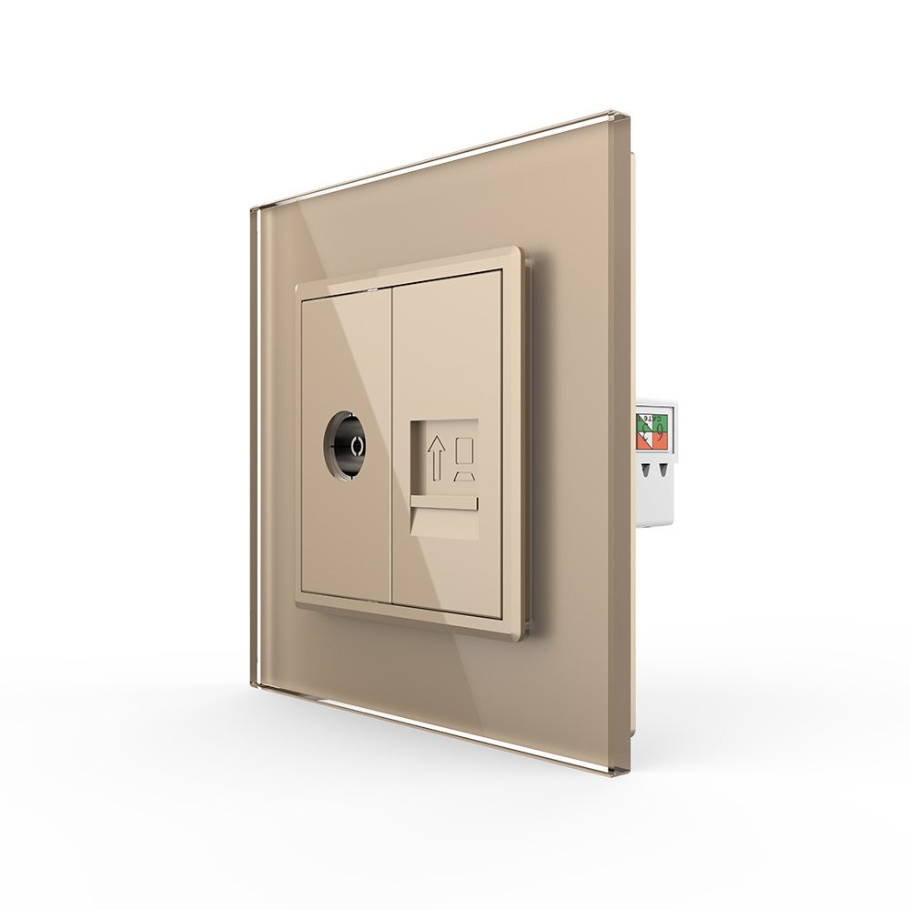 LIVOLO Розетка комп'ютерна RJ-45 і ТБ розетка Livolo золото скло (VL-C791VC-13) Коломия - фото 7