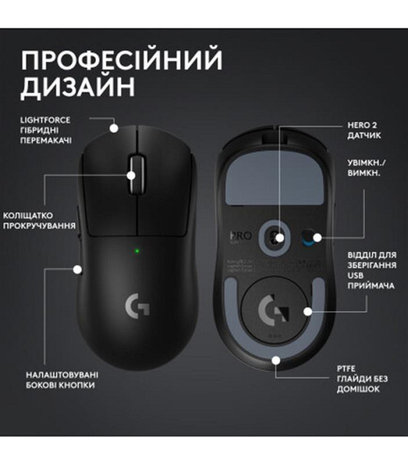 Миша бездротова Logitech G Pro X Superlight 2 Black (910-006630) ( Чорний ) Харків - фото 3