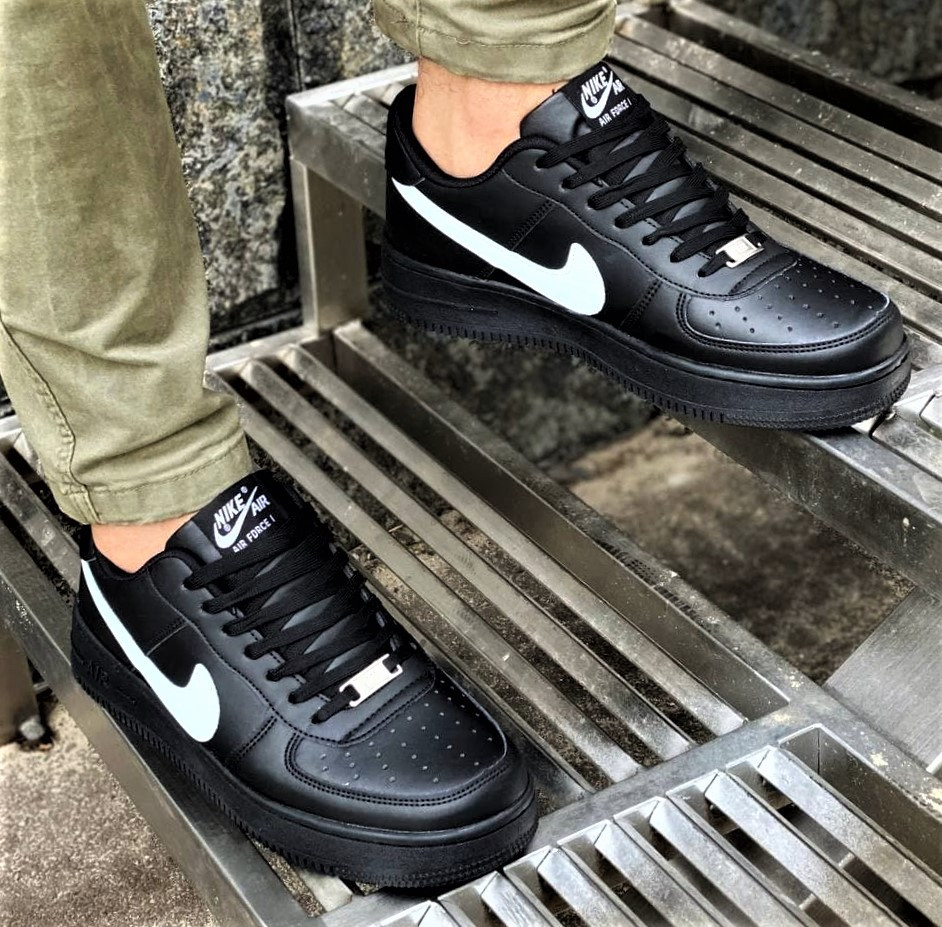 Термо Кросівки Nike Force Чорні Чоловічі Шкіряні Найк Форси Єврозима (розміри: 41,42,43,44,45) Дніпро - фото 2