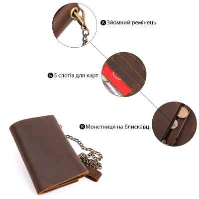 Портмоне Vintage Коричневое (20439) Винница