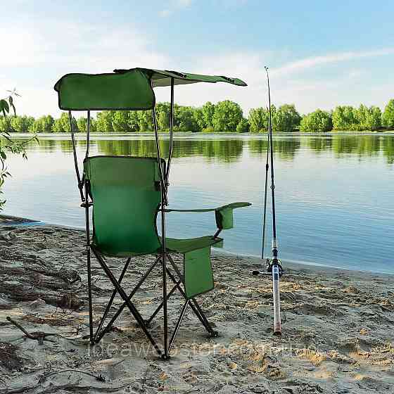 Крісло туристичне розкладне Outtec Sun XXL з дашком зелений Київ