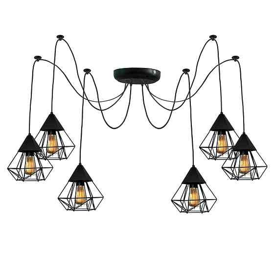 Подвесная люстра паук в стиле лофт черная на 6 ламп Crystal NL 0535-6 Одесса