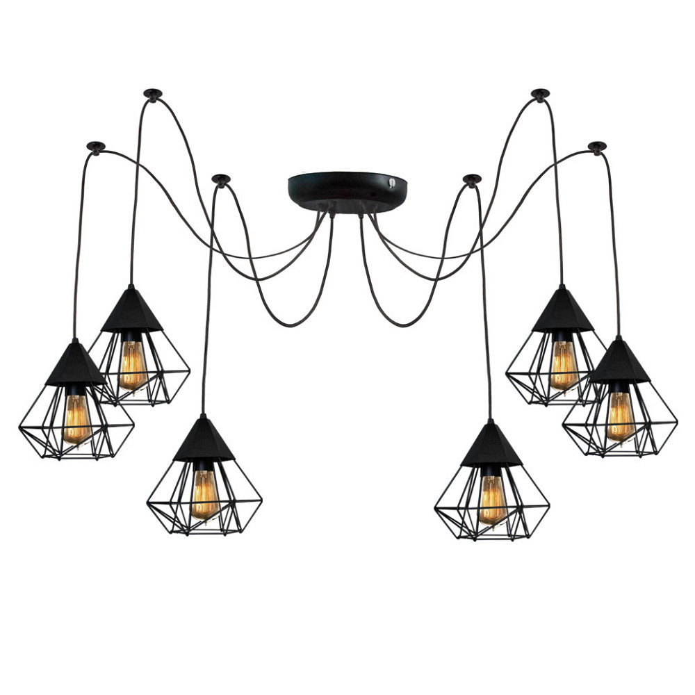 Подвесная люстра паук в стиле лофт черная на 6 ламп Crystal NL 0535-6 Одесса - изображение 1