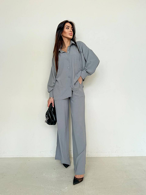 Жіночий стильний привабливий костюм американський креп Сірий, 42/44 Одеса - фото 5