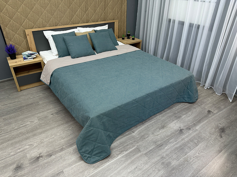 Покрывало стеганое Decorator Sparta Diamond ромб 240х260 см серо-голубой (85-063) Киев - изображение 8