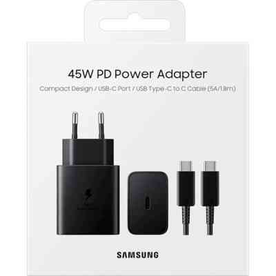 Зарядний пристрій Samsung 45W Compact Power Adapter (w C to C Cable) Black (EP-T4511XBEGEU) Вінниця