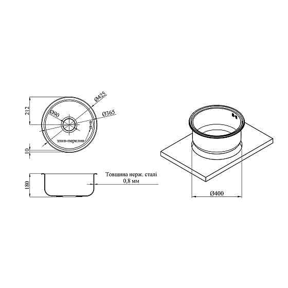 Кухонная мойка с нержавеющей стали Kroner KRP Satin - 430 (0.8 мм) Киев
