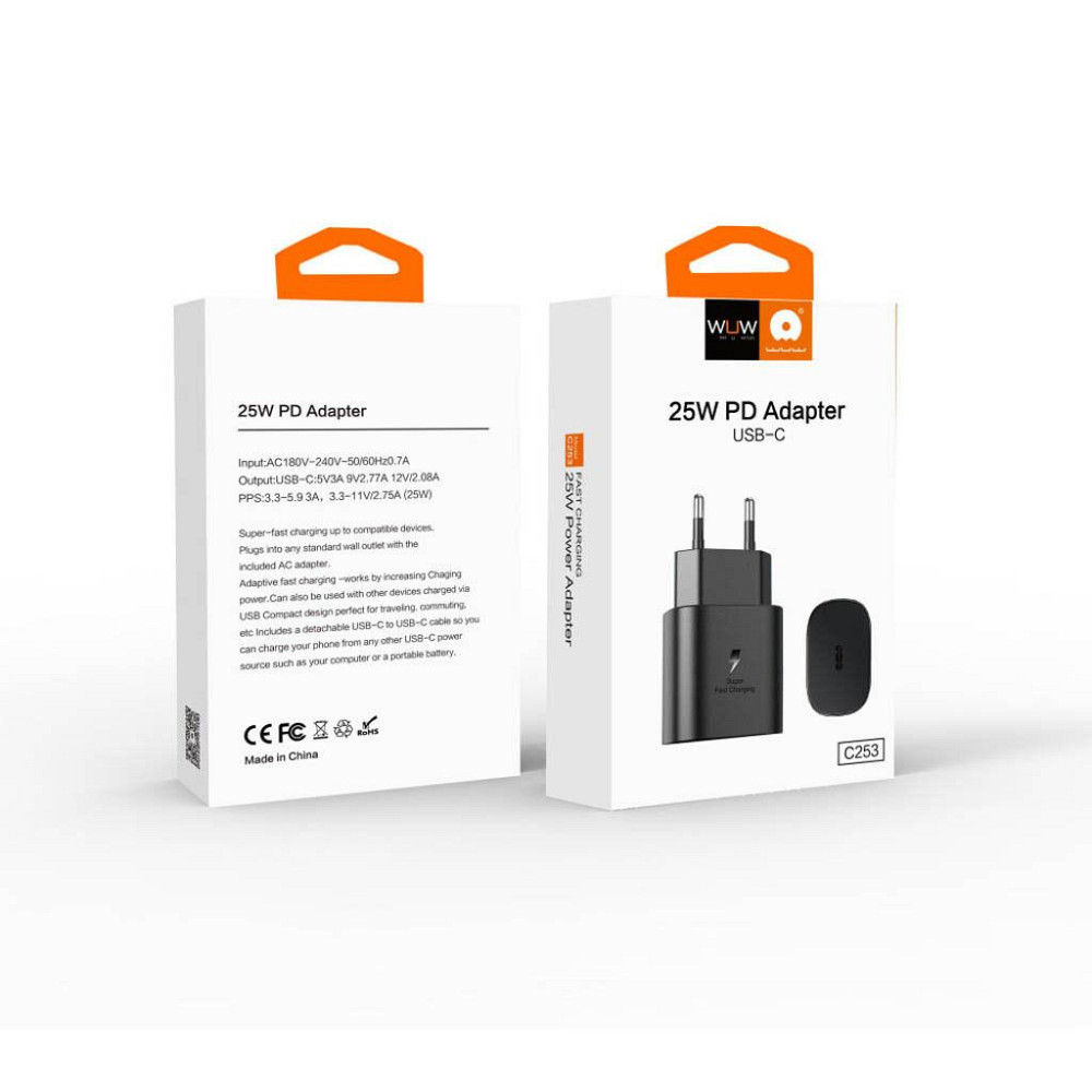 Мережевий зарядний пристрій WUW C253 PD 25W Charger Одеса - фото 2