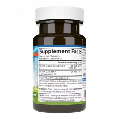 Вітамін Carlson Вітамін D3+K2, 2000 МО та 90 мкг, Vitamin D3+K2, 60 вегетарі (CL10610) Вінниця