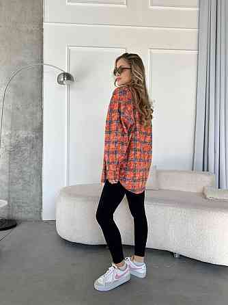 Женская трендовая оверсайз рубашка в клетку коттон варка Одесса