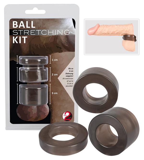 Набір ерекційних кілець You2Toys Ball Stretching Kit, чорний Sex Aura Київ - фото 2