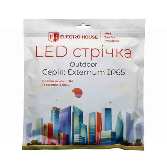 LED стрічка  8,5Вт 220 В  900 Лм , SMD2835 120 діодів, теплий білий 3000K, серія Externum IP65 , гарантія 3 роки Дніпро