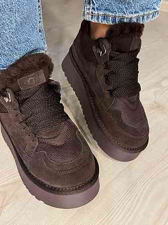 Черевики жіночі Hengji 275-4 уггі замшеві на платформі з хутром коричневі, 40, 25 см Київ