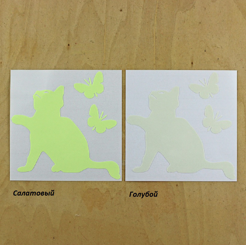 Кіт з метеликами світиться блакитним - 10*10см Київ - фото 2