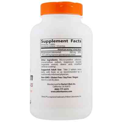 Мінерали Doctor&apos;s Best Магній Високої Абсорбації 200мг, Albion, 240 таблеток (DRB-00087) Вінниця