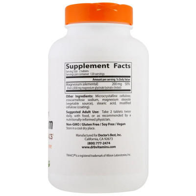 Минералы Doctor's Best Магний Высокой Абсорбации 200мг, Albion, 240 таблеток (DRB-00087) Винница - изображение 2