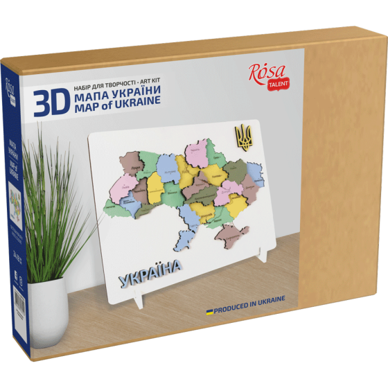 Набір Мапа України 3D пастельні кольори МДФ 24 5х18 5см ROSA TALENT Київ