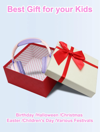 Уцінка Дитячі бездротові навушники Zunate KE-21 з RGB-підсвіткою та дизайном динозавра, фіолетові, для хлопчиків і дівчаток Київ