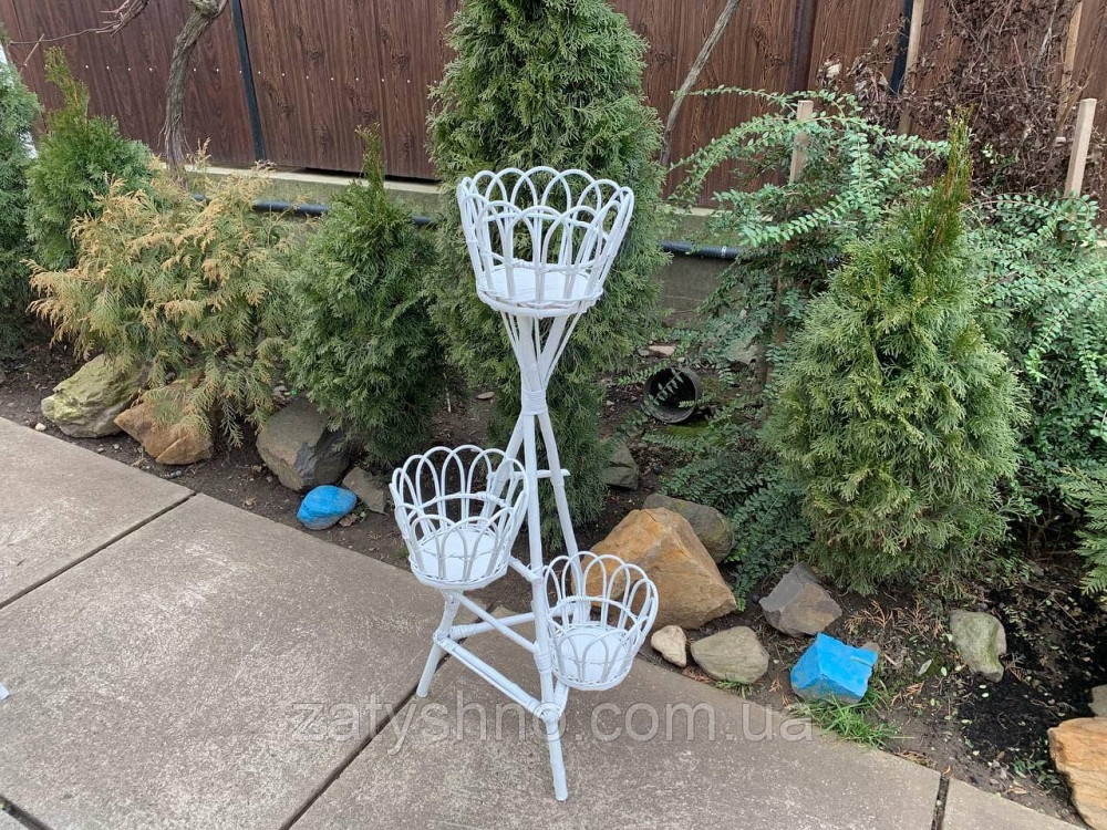 Красива біла підставка під 3шт вазонів Київ - фото 6