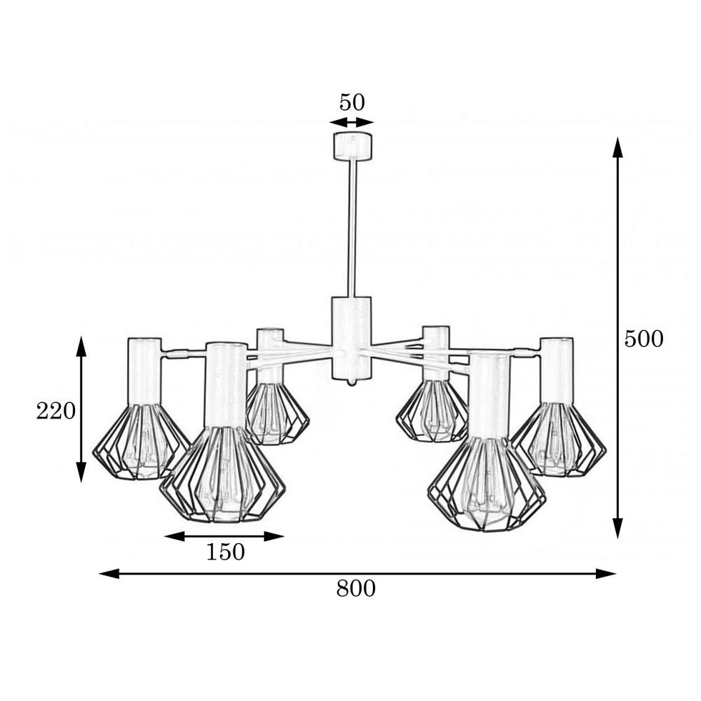 Люстра лофт чорна 6 лампи Е27 Diadem NL 22152-6 BK Київ - фото 5