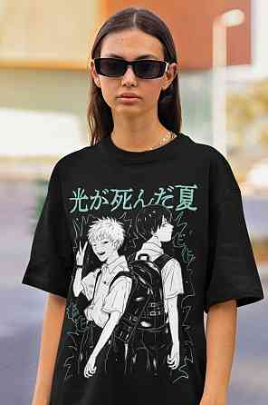 Футболка для хлопчика з аніме принтом Аніме Вінтаге Спекіал Аніме оверсайз (зріст від 165 до 180) Чорний AnimeJ1141m Дніпро
