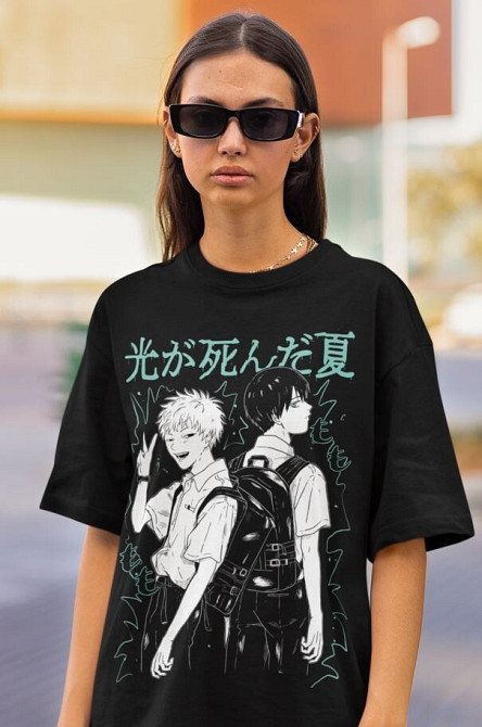 Футболка для хлопчика з аніме принтом Аніме Вінтаге Спекіал Аніме оверсайз (зріст від 165 до 180) Чорний AnimeJ1141m Дніпро - фото 3