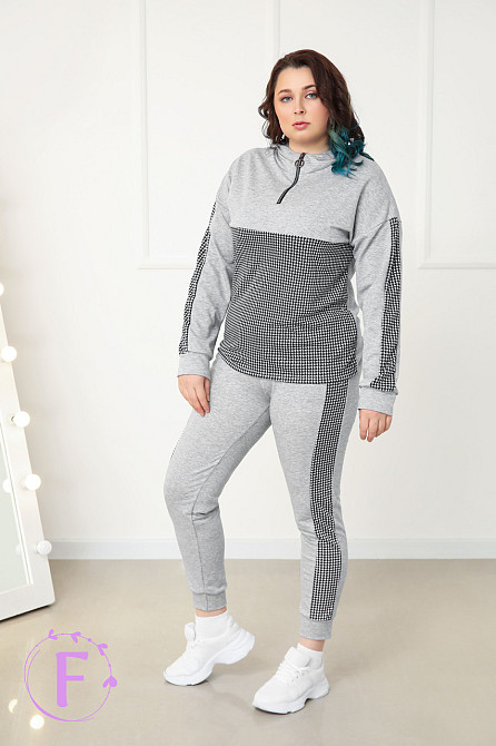Повсякденний жіночий костюм із трикотажу "Flex" оптом | Батал | Розпродаж моделі Сірий, 50-52 Київ - фото 1