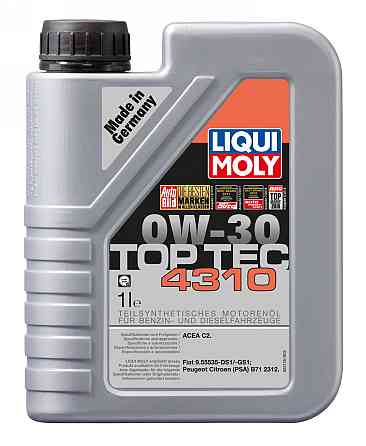 LIQUI MOLY 2361 Top Tec 4310 SAE 0W-30 — Синтетична моторна олива Low SAPS | Для бензинових і дизельних двигунів PSA, Fiat, Alfa R Ковель