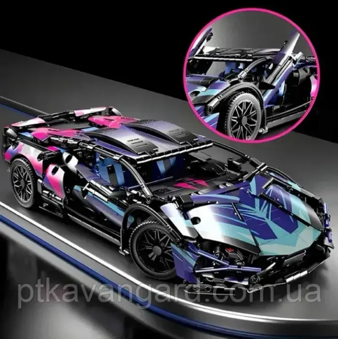 Автоконструктор Lamborghini спорткар автомобиль киберпанк 1280 деталей Technic 7604 неоновый Хмельницкий - изображение 3