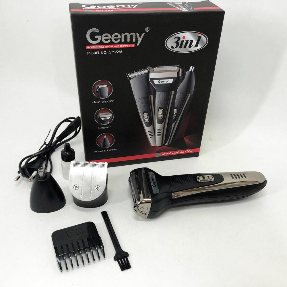 Профессиональная электробритва с насадками GEMEI GM-598, Електробритва для бритья OJ-27 Львов - изображение 1